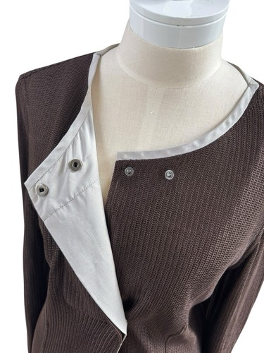 Womens Giorgio Armani Longline Jacket Cardigan Knitted Brown Made in Italy 10-12 - Picture 7 of 11