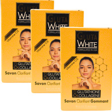3 Packs Gluta White Glutathione Collagen Clarifying Exfoliating Soap 190g