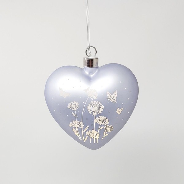 Led HäNgedeko Herz Blumenwiese Pastell Lila 12Cm Glas Mit Timer Formano F25-image