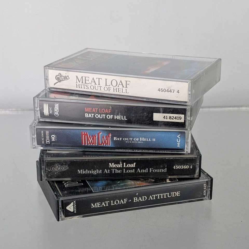5 Meat Loaf Cassette Tape Bat Out Of Hell Lost Found Bad Attitude Hard Rock Hits - Image 3 of 4