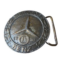 VINTAGE 1970s MERCEDES BENZ 1936 BELT BUCKLE BRASS Auto Car Luxury Traderco NY