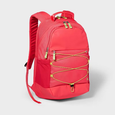 All In Motion Backpack Water Repellent School 17"-Laptop Red/Lime Sporty 19"