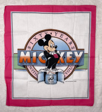 Vintage 1987 Walt Disney Mickey Mouse Sixty Years Scarf Handkerchief Made In USA
