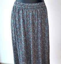 Vintage 90's maxi black green floral skirt,Retro style abstract print boho