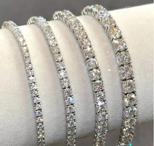 2-6.5mm Round Moissanite Tennis Chain Bracelet 925 Sterling Silver PASSES TESTER