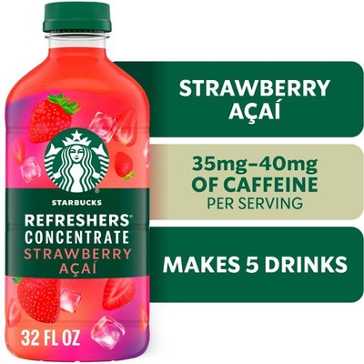 Starbucks Refreshers Concentrate Strawberry Acai, Refreshing Drink, Cold 32fl oz