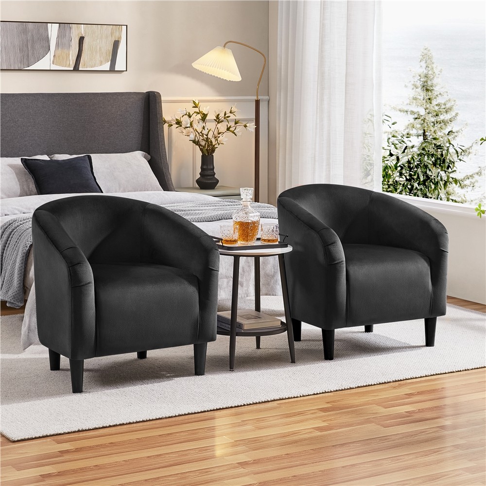 Velvet Accent Chair Modern Barrel Chair For Living Room Bedroom Sturdy