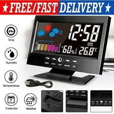 LED Digital Alarm Clock Snooze Calendar Thermometer Hygrometer Weather Display