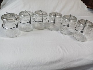 LOT OF 6 VINTAGE BALL ECLIPSE WIDE MOUTH PINT CANNING JARS IN EXCELLENT SHAPE