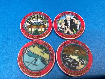 $5  SET OF 4   CAL-NEVA RESORT  - -LAKE TAHOE NEVADA CASINO  CHIP       -Z-4590