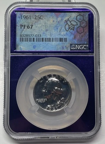 1961 Washington Quarter 25c NGC PR67 Trader Bee Core Proof 90% Silver US Coin