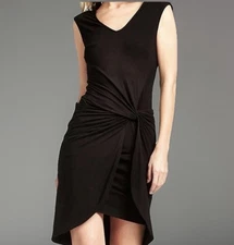 LUCKY BRAND Dress Womens Medium Black Knotted Soft Stretchy Heavy Knit Sexy LBD