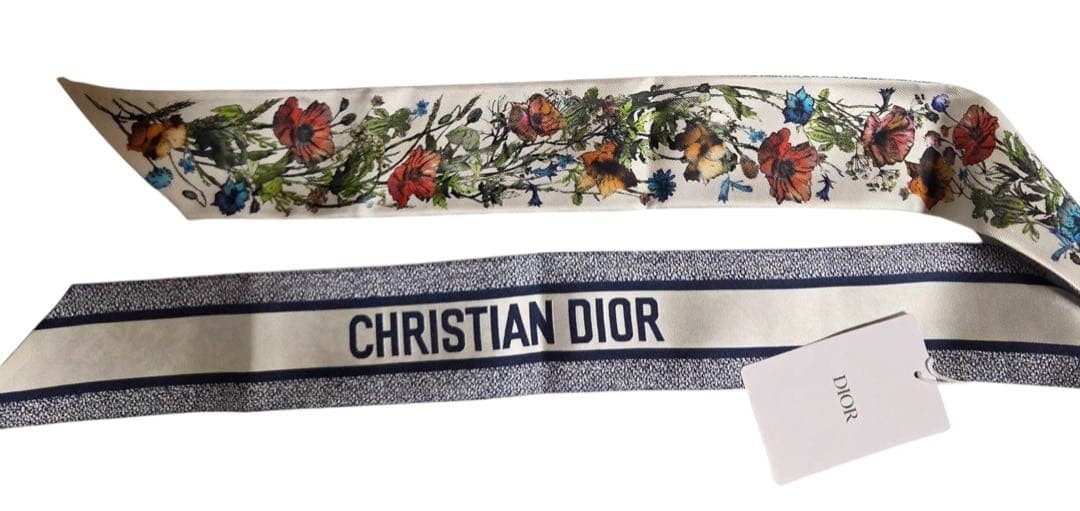 Christian Dior Mitzah Scarf Floral Print Silk White New