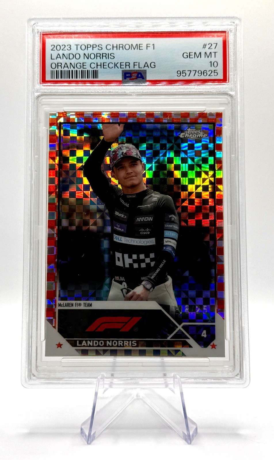 2023 Topps Chrome Formula 1 F1 Lando Norris #27 Orange Checker /25 PSA 10