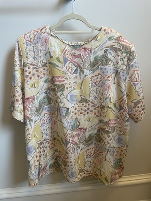 Vintage Plus Size Notations Top Floral Lightweight Tropical Print Women's 20W