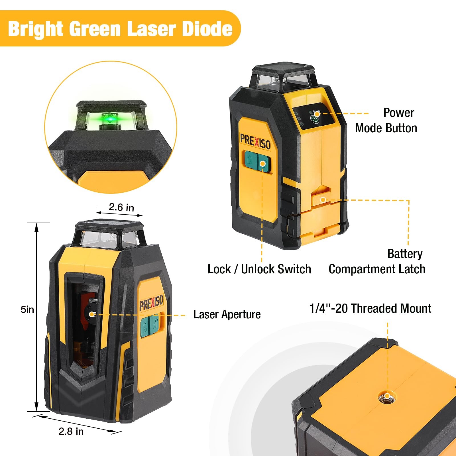 360° Laser Level with Tripod, 100Ft Self Leveling Cross Line Laser- Green Hor...