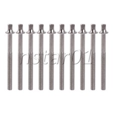 M6x64mm Drum Tension Rods Drum Kit Screws for Repair Parts Set of 10 Silver