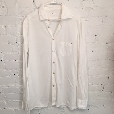 Kiton lightweight cotton shirt long sleeve in white size 17.5 44 Italy summer