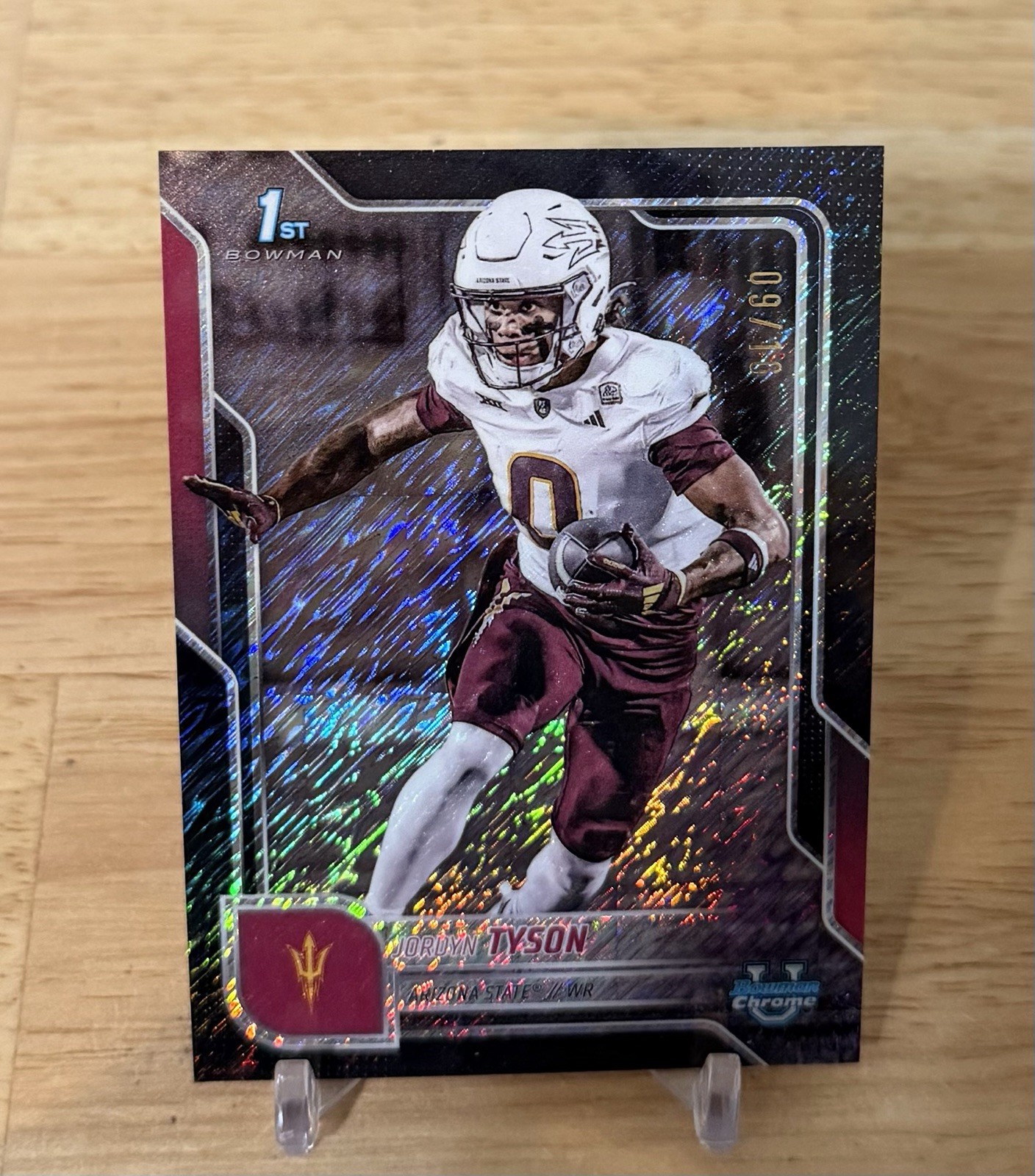 2025 BOWMAN UNIVERSITY CHROME JORDYN TYSON 1ST BLACK SHIMMER REFRACTOR 09/10 ASU