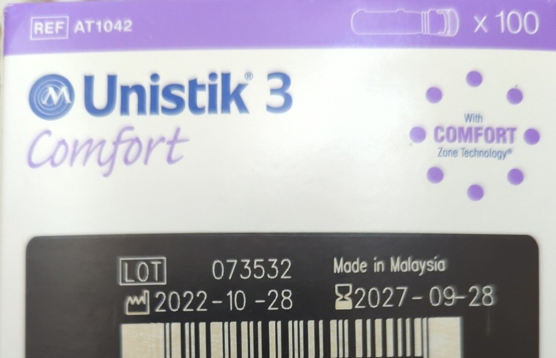 Unistik 3 Comfort Lancets Blood Glucose Finger Pricker Diabetes Purple Unistik 3 comfort lancets blood glucose finger pricker diabetes purple