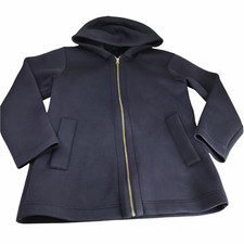 J. Crew Scuba Full Zip Jacket, Hooded Hoodie. Dark Navy Blue Size Women's Small