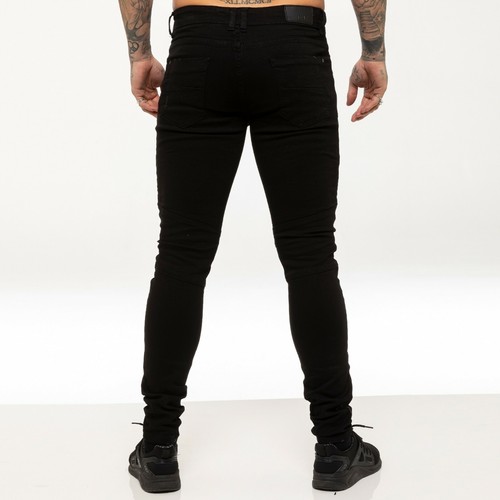 Enzo Jeans Mens Slim Fit Biker Stretch Denim Trouser Ripped Skinny Pants UK Size - Picture 7 of 43