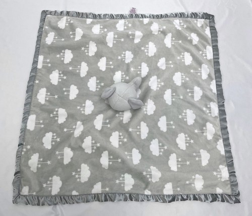 Parent’s Choice Gray Elephant Clouds Lovey Blanket 24”x 24" - Picture 4 of 8