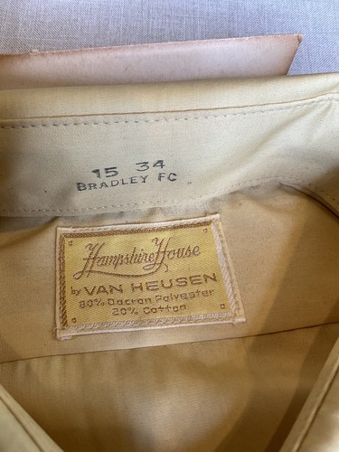 Hampshire House By Van Heusen Dress Shirt French Cuffs Gold Vintage Men’s 15/34 - Picture 7 of 9