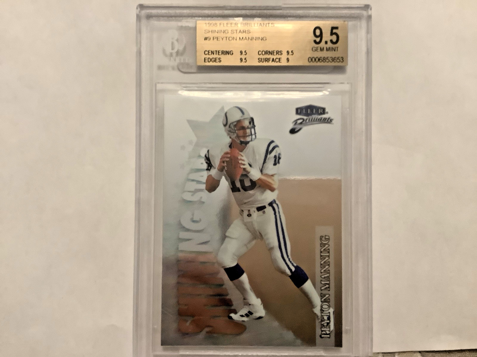 1998 Fleer Brilliants Peyton Manning #9 (Shining Stars) - BGS 9.5 GEM MINT