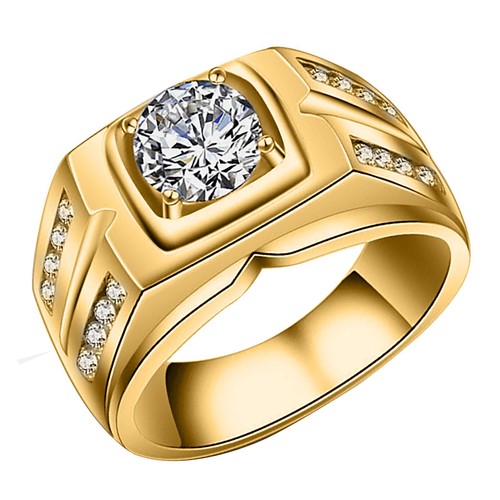 2.25Ct Round Shape D/VVS1 Engagement men's Ring In Solid 14KT Yellow Gold - Picture 3 of 3