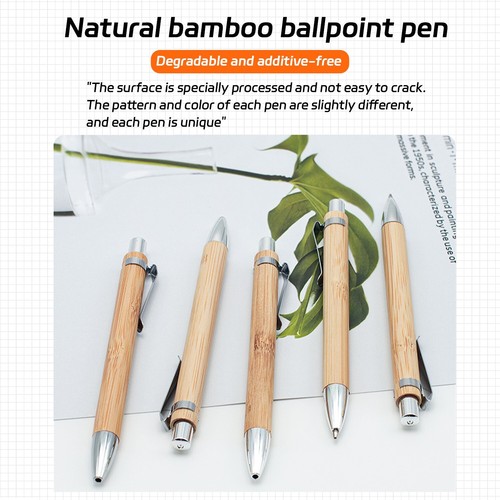 30pcs Welcome Back to School Bamboo Ballpoint Pens - Black Ink Gifts - Picture 9 of 11