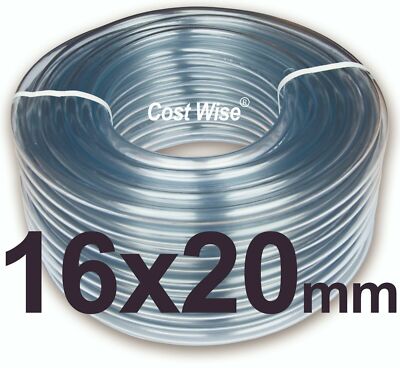 16mm/20mm PVC SCHLAUCH KLAR FLEXIBEL SCHLAUCH ROHR - FISCHE, AUTO, AQUARIEN, LUFTLEITUNG