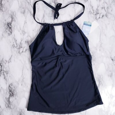 Island Waves Swim Tankini Moorea Adjustable Keyhole Halter Top Black ...