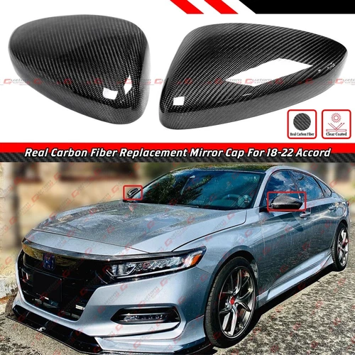 FOR 18-22 HONDA ACCORD REAL CARBON FIBER SIDE MIRROR COVER REPLACEMENT W/O LIGHT