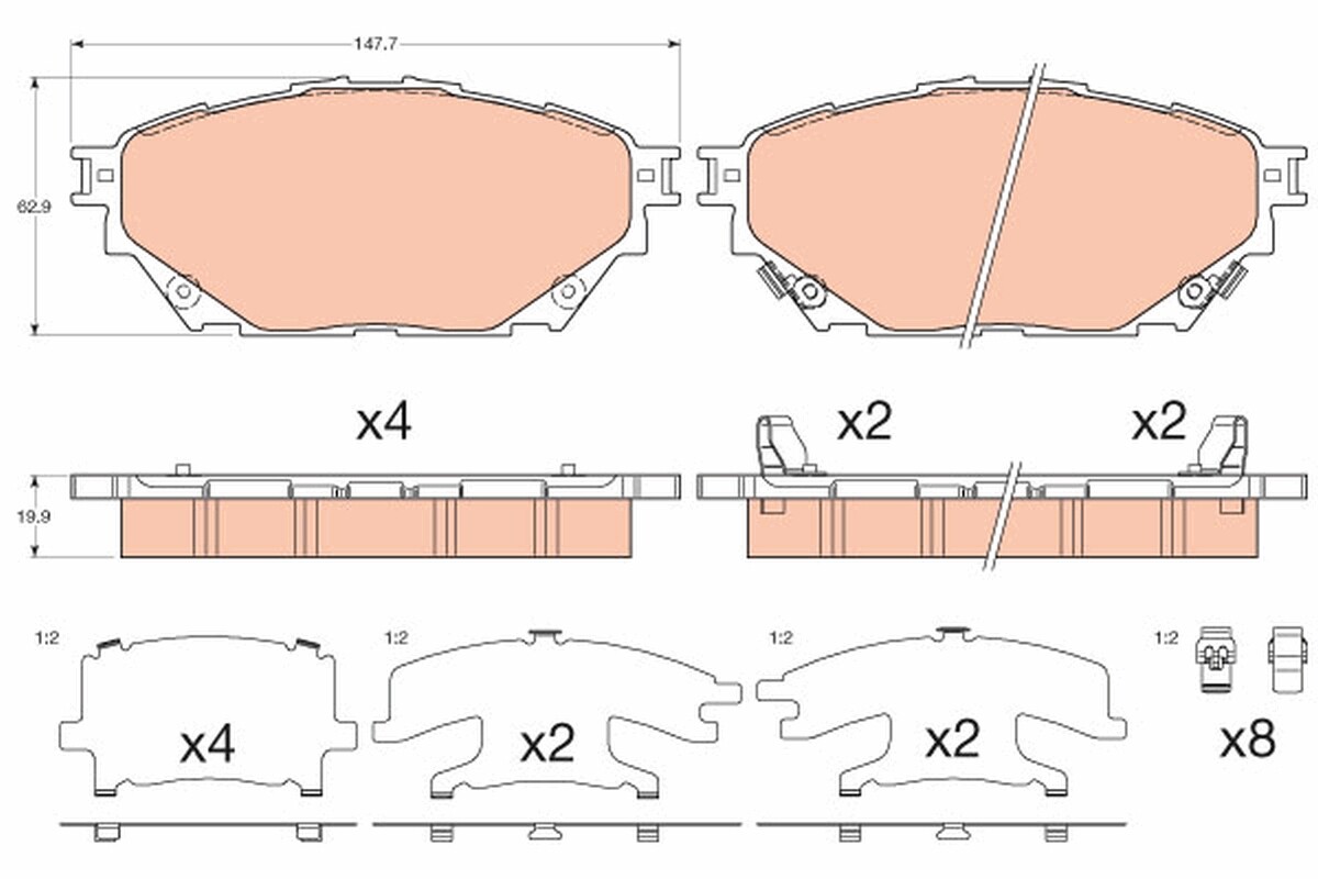 GDB3611 TRW Brake Pad Set, disc brake for MITSUBISHI