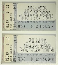 Eric Clapton Used Concert Ticket Stubs - Oct 6 1994 Maple Leaf Gardens