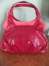 SAC BY KESSLORD TOILE ENDUITE GLACÉE & CUIR FUSHIA VIF *ART. NEUF *NEW - 75 % 