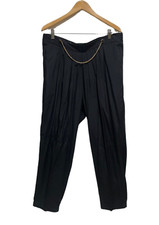 Melissa Ashley Vintage Black Pleated Front Chain Accent Rayon Pants Size 20