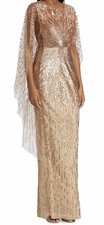 pamella roland gown sequins Gold size 12