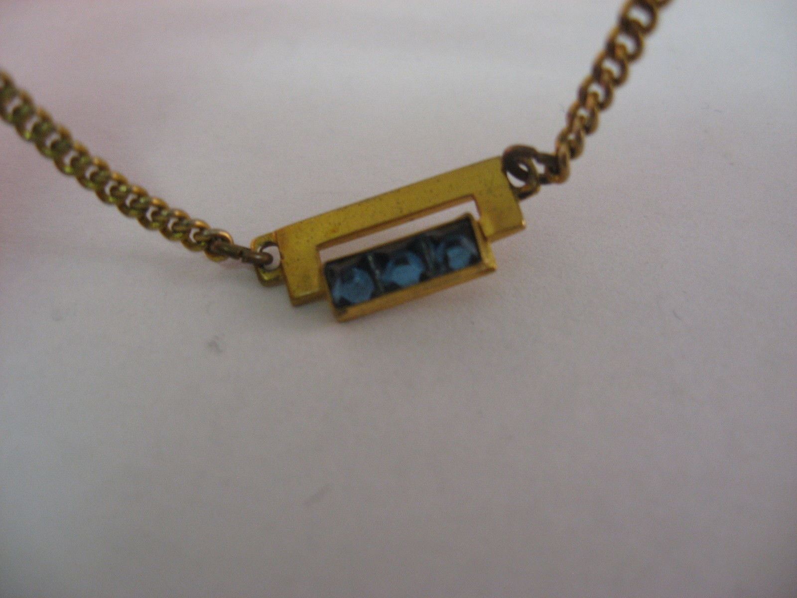 Rare ART DECO TRIPLE BLUE JEWEL Vintage Mens Tie Bar … Gem