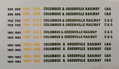 H0 Scale CAGY Locomotive Decals. Special Order Made By CIRCUS CITY Decals 