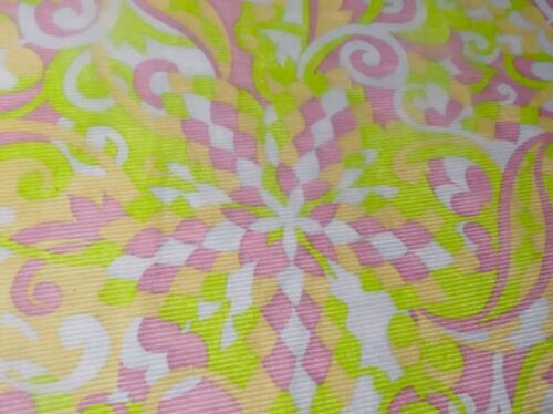 Vintage Cotton Voile Fabric Green Blue Purple Psychedelic Print By The Yard NOS