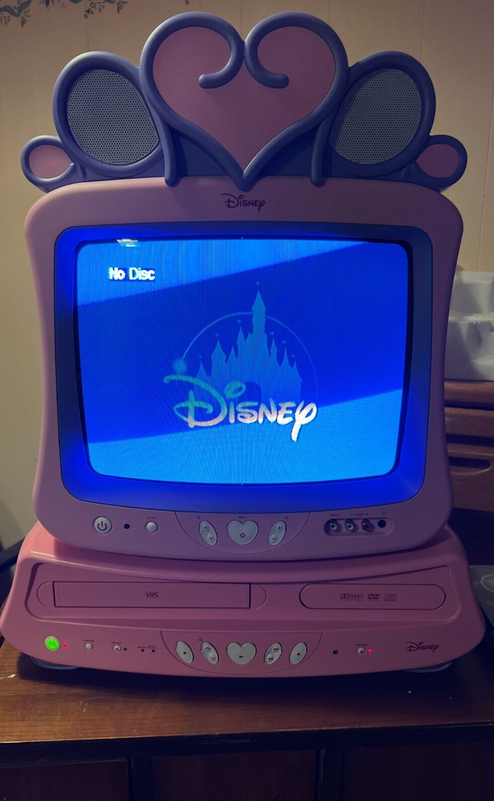 Rare Disney Princess VHS/DVD Combo Player Model - DVD2100-P With Remote