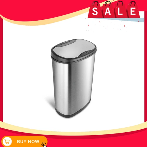Nine Stars 13.2 Gallon Trash Can, Motion Sensor Kitchen Trash Can, Stainless Ste