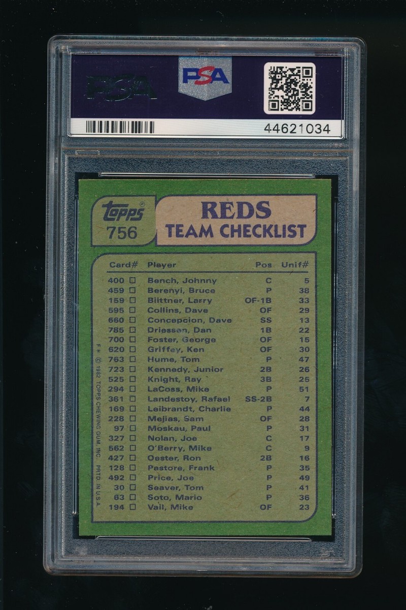クローバーです 1982 Topps #756 Reds Leaders Tom Seaver Ken Griffey Sr. PSA 10 GEM