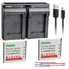 Kastar Battery Dual Charger for Casio NP-60 BC-60  Casio Exilim Zoom EX-Z80PK