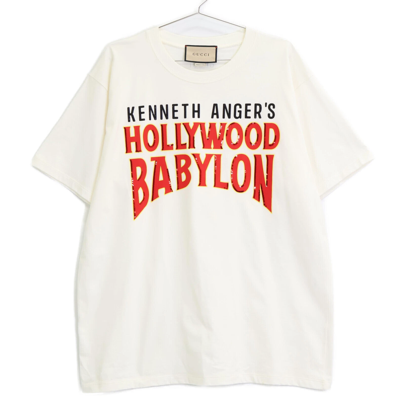 T shirt GUCCI KENNETH COLÈRE'S imprimé x perles hauts M blanc