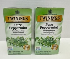 x2 Twinings Pure Peppermint Pure Herbal Tea Bags 25ct ea. BB: 9/2026