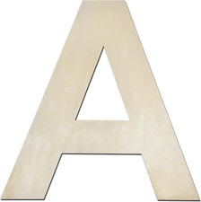 12 Inch Wooden Letter A, 1/4 Inch Thick Large Unfinished Wood Letter for Home Wa