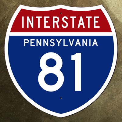 Pennsylvania interstate route 81 highway marker road sign 1957 Harrisburg 24x24